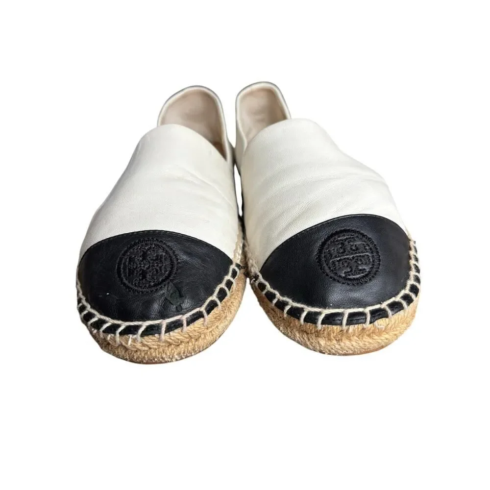 Tory Burch color-block cap-toe nappa leather espadrilles, women’s size 8